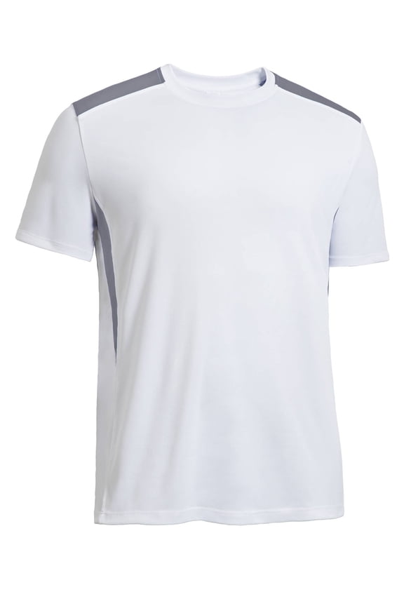 USA-Made Men's DriMax™ Color Blocked Athletic T-Shirt, White/Steel, L