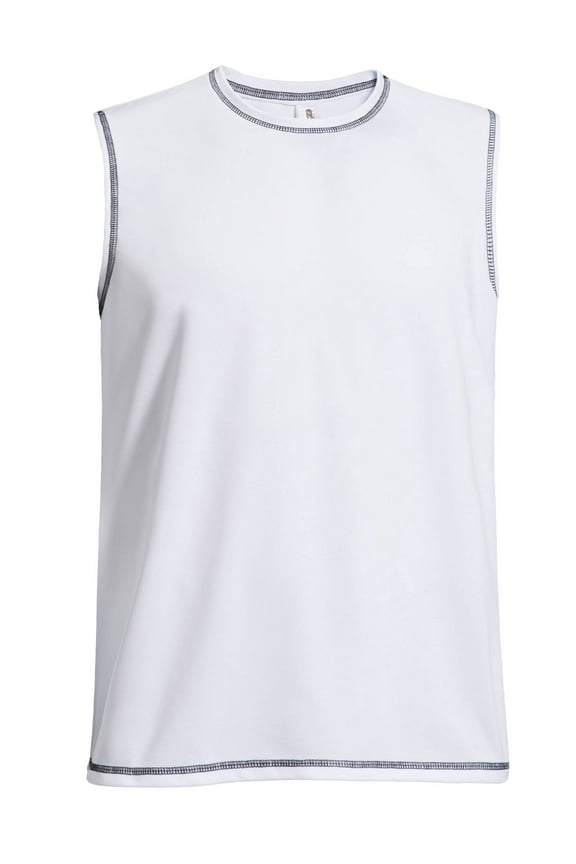 USA-Made Men's DriMax™ Dry Fit Sleeveless Athletic Shirt, White, L