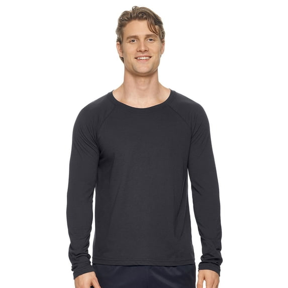 Expert Brand USA-Made Men's MoCA Cotton Blend Raglan Long Sleeve, Black, 3XL