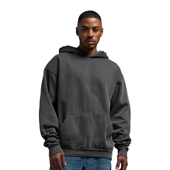 Expert Brand USA-Made Men's Oversized Heavyweight Cotton Pullover Hoodie, Charcoal, XXL