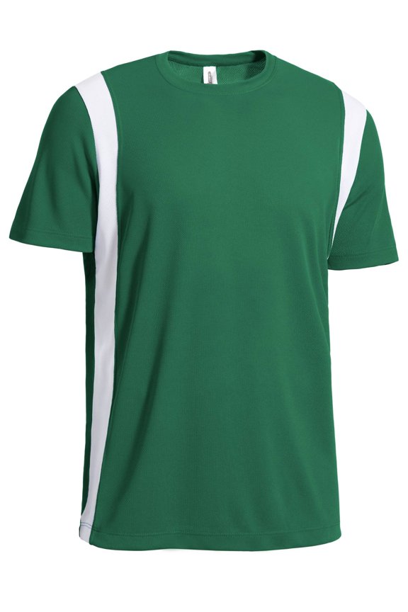 USA-Made Men's Oxymesh™ Athletic Color Block T-Shirt, Forest Green/White, Large