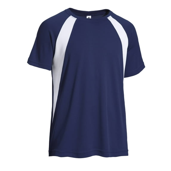 Expert Brand USA-Made Men's Oxymesh™ Athletic Colorblock Crewneck T-Shirt, Navy/White, Large