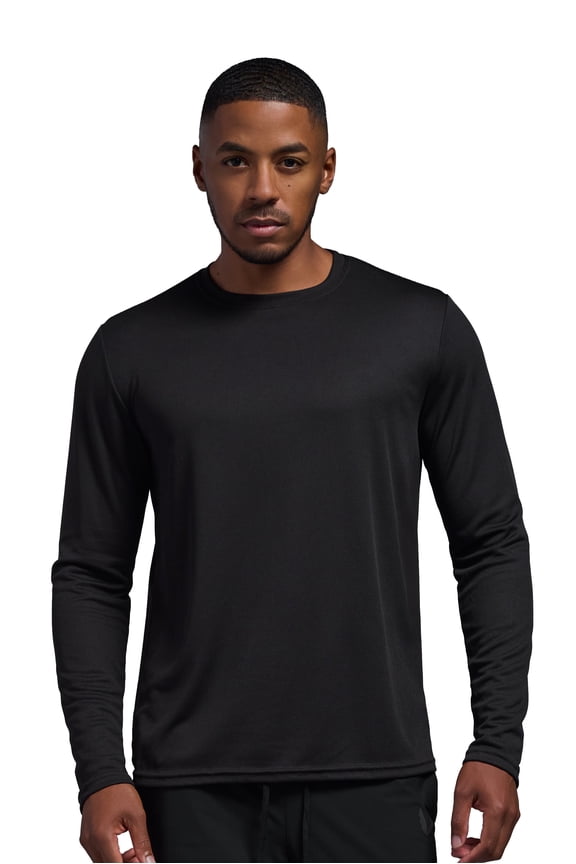 USA-Made Men's Oxymesh™ Athletic Long Sleeve Shirt, Black, Large