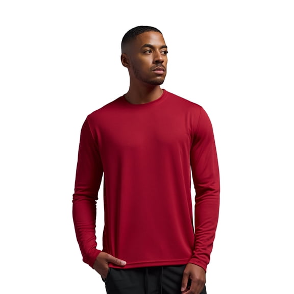 Expert Brand USA-Made Men's Oxymesh™ Athletic Long Sleeve Shirt, Red, Medium