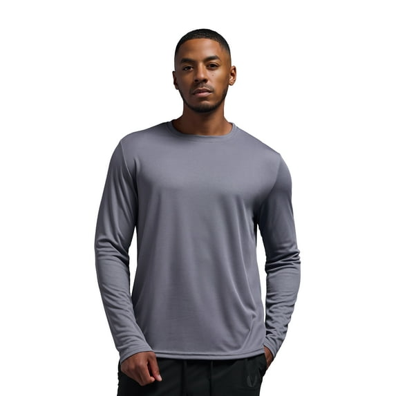 Expert Brand USA-Made Men's Oxymesh™ Athletic Long Sleeve Shirt, Steel, XXL