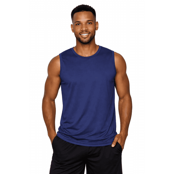 Expert Brand USA-Made Men's Oxymesh™ Athletic Sleeveless T-Shirt, Navy, Large