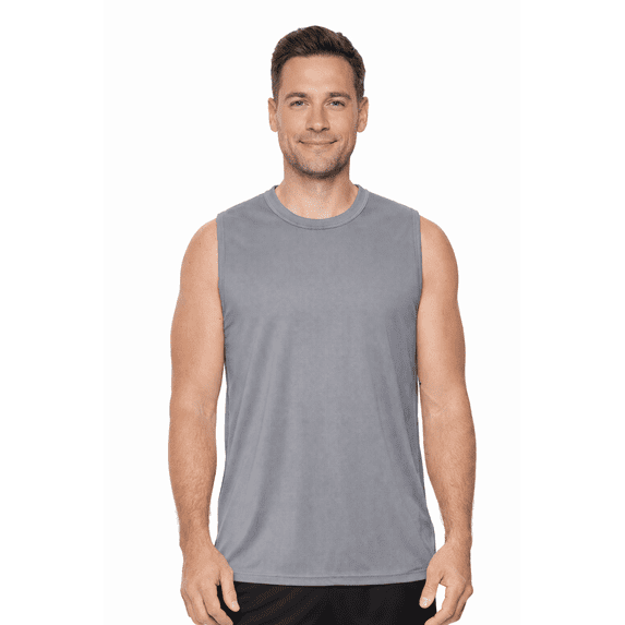 Expert Brand USA-Made Men's Oxymesh™ Athletic Sleeveless T-Shirt, Steel, Large