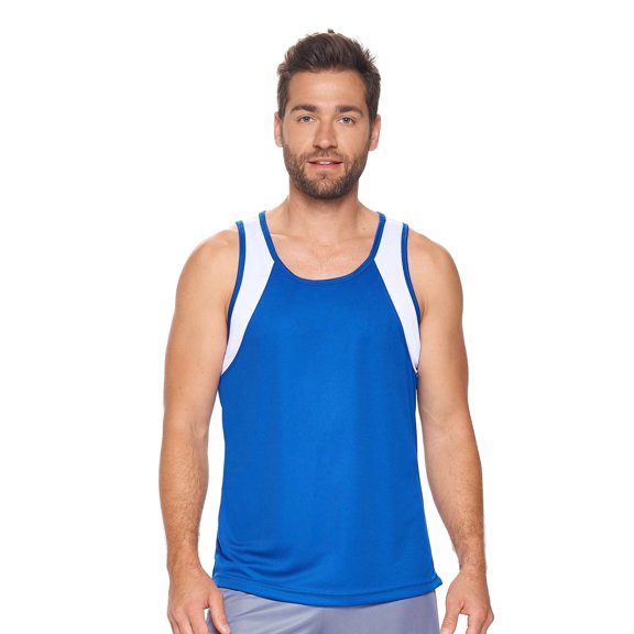 Expert Brand USA-Made Men's Oxymesh™ Athletic Tank Top, Royal Blue/White, Large
