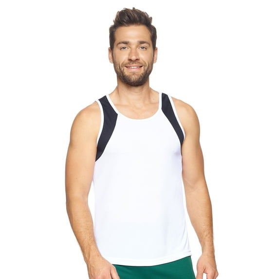 Expert Brand USA-Made Men's Oxymesh™ Athletic Tank Top, White/Black, Medium