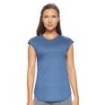 thumbnail image 1 of Expert Brand USA-Made Women's MoCA Cotton Blend Cap Sleeve T-Shirt, Stone Blue, Medium, 1 of 5