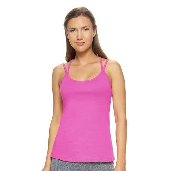 Expert Brand USA-Made Women's MoCA Cotton Blend Strappy Cami, Berry, 2XL