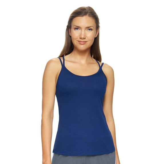 Expert Brand USA-Made Women's MoCA Cotton Blend Strappy Cami, Navy, Small