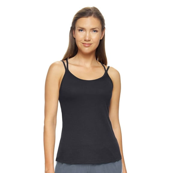 Expert Brand USA-Made Women's MoCA Cotton Blend Strappy Cami, Black, Large