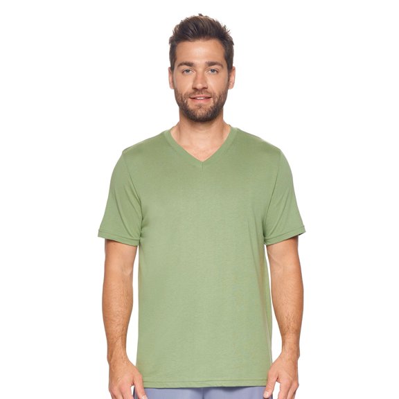 Expert Brand USA-Made Men's MoCA Cotton Blend V Neck T-Shirt, Meadow, Medium