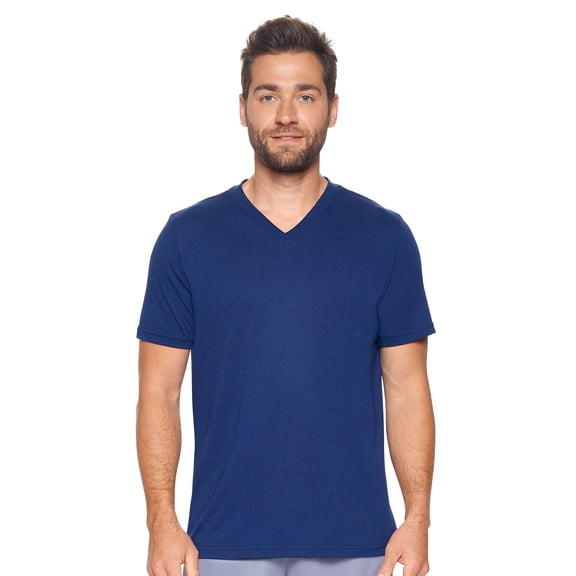 Expert Brand USA-Made Men's MoCA Cotton Blend V Neck T-Shirt, Navy, Medium