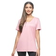 thumbnail image 1 of Expert Brand Women's USA-Made MoCA V-Neck Cotton Blend T-Shirt, Pale Pink, Medium, 1 of 8