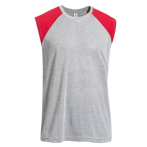 Expert Brand USA-Made Men's Natural-Feel Colorblock Training Tank, Gray Heather/Red, Large