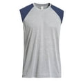 thumbnail image 1 of Expert Brand USA-Made Men's Natural-Feel Colorblock Training Tank, Gray Heather/Navy, XL, 1 of 4