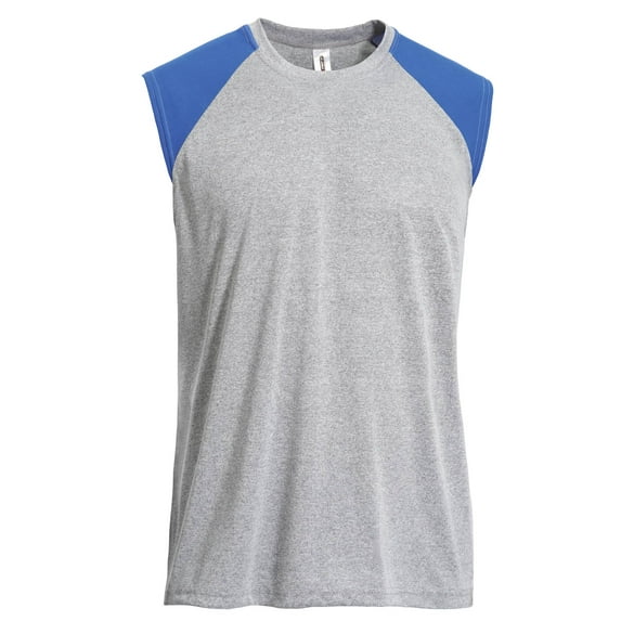 Expert Brand USA-Made Men's Natural-Feel Colorblock Training Tank, Gray Heather/Royal, XL