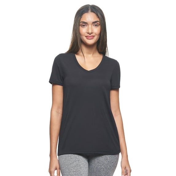 Expert Brand USA-Made Women's Siro Casual V-Neck T-Shirt, Black, 2XL