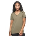 thumbnail image 1 of Expert Brand USA-Made Women's Siro Casual V-Neck T-Shirt, Olive, XS, 1 of 7