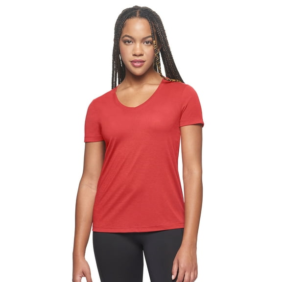 Expert Brand USA-Made Women's Siro Casual V-Neck T-Shirt, Scarlet, Large