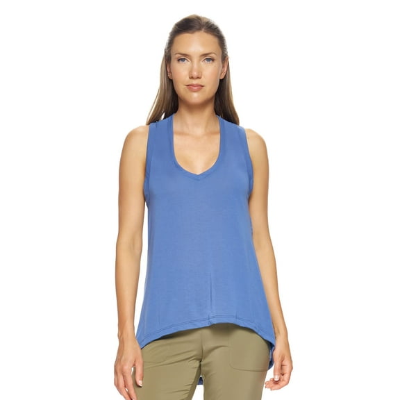 Expert Brand USA-Made Women's Siro Casual V-Neck Tunic Tank Top, Stone Blue, XL