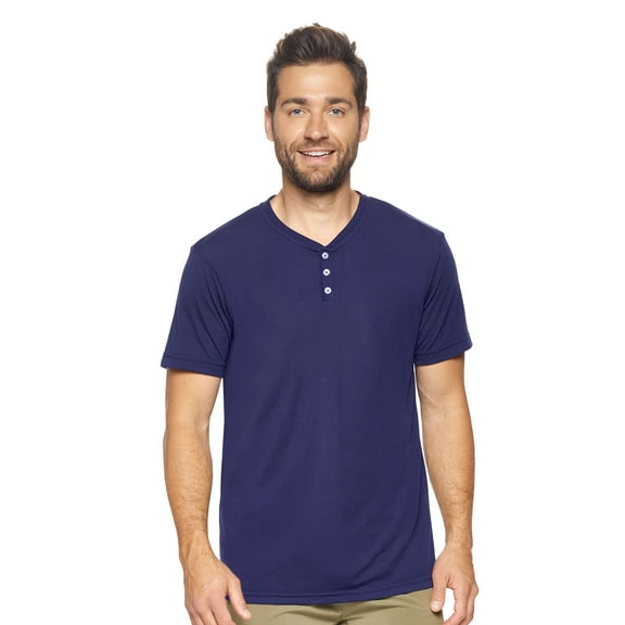 Expert Brand USA-Made Men's Siro Short Sleeve Henley, Navy, Medium
