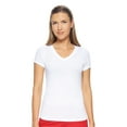 thumbnail image 1 of Expert Brand USA-Made Women's TriTec Active Deep V-Neck T-Shirt, White, Medium, 1 of 5