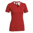 thumbnail image 1 of Expert Brand USA-Made Women's DriMax™ Athletic V Neck T-Shirt, Red/White, S, 1 of 3