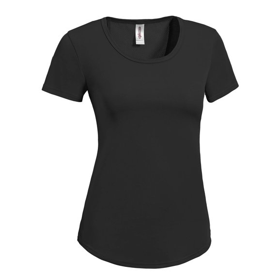Expert Brand USA-Made Women's DriMaxâ„¢ Cinch Back Athletic T-Shirt, Black, XL