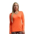 thumbnail image 1 of Expert Brand USA-Made Women's DriMax™ V Neck Athletic Long Sleeve, Safety Orange, XXL, 1 of 6