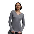 thumbnail image 1 of Expert Brand USA-Made Women's DriMax™ V Neck Athletic Long Sleeve, Steel, S, 1 of 6