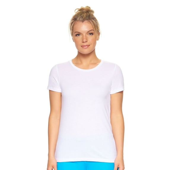 Expert Brand USA-Made Women's MoCA Cotton Blend Crewneck T-Shirt, White, XS