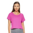 thumbnail image 1 of Expert Brand USA-Made Women's MoCA Cotton Blend Cropped T-Shirt, Berry, 2XL, 1 of 5