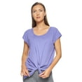thumbnail image 1 of Expert Brand USA-Made Women's MoCA Cotton Blend Front Tie T-Shirt, Periwinkle, Small, 1 of 9
