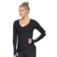 thumbnail image 1 of Expert Brand USA-Made Women's MoCA Cotton Blend V-Neck Long Sleeve, Black, Large, 1 of 5