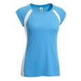 thumbnail image 1 of Expert Brand USA-Made Women's Oxymesh™ Athletic Cap Sleeve T-Shirt, Turquoise/White, XL, 1 of 2