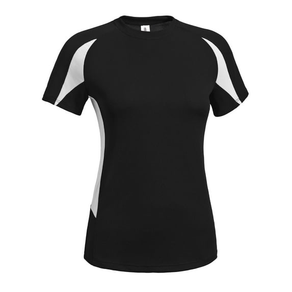 Expert Brand USA-Made Women's Oxymesh™ Athletic Raglan T-Shirt, Black/White, Medium