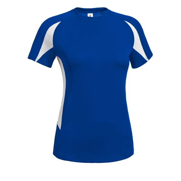 Expert Brand USA-Made Women's Oxymesh™ Athletic Raglan T-Shirt, Royal Blue/White, Medium
