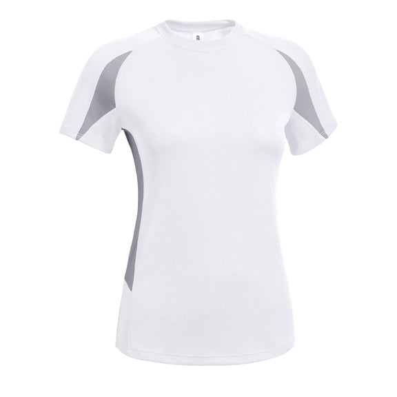 Expert Brand USA-Made Women's Oxymeshâ„¢ Athletic Raglan T-Shirt, White/Steel, 2XL