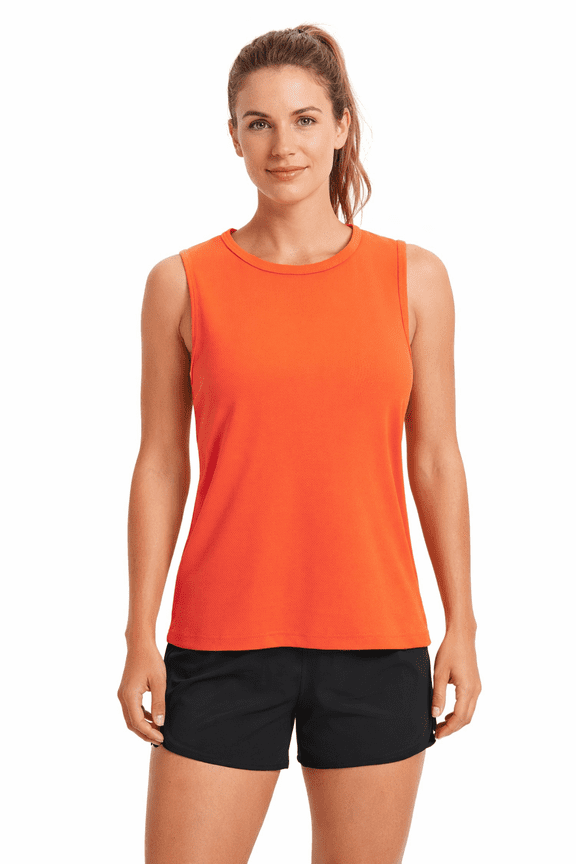 USA-Made Women's Oxymesh™ Athletic Sleeveless T-Shirt, Orange, Medium