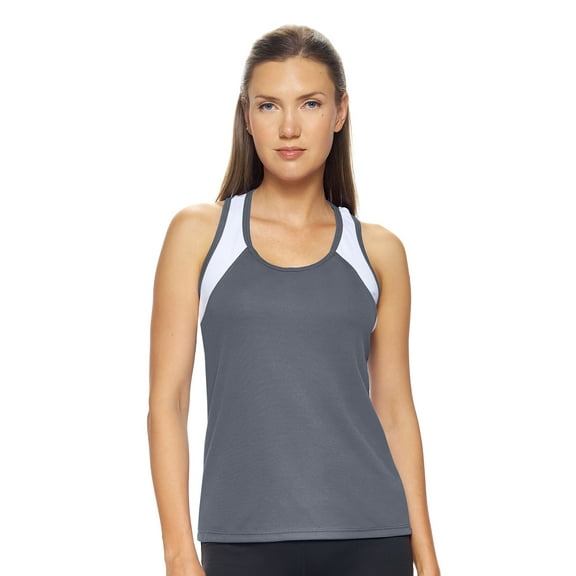 Expert Brand USA-Made Women's Oxymeshâ„¢ Athletic Tank Top, Graphite/White, Large