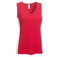 thumbnail image 1 of Expert Brand USA-Made Women's Oxymesh™ Athletic V Neck Sleeveless T-Shirt, Red/White, Small, 1 of 3
