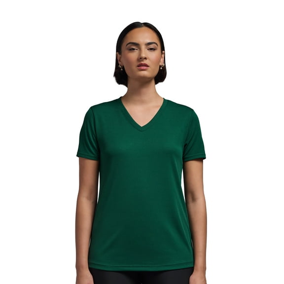Expert Brand USA-Made Women's Oxymesh™ Athletic V Neck T-Shirt, Forest Green, 3XL