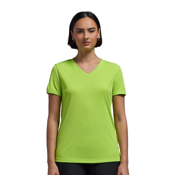 Expert Brand USA-Made Women's Oxymesh™ Athletic V Neck T-Shirt, Key Lime Green, XL