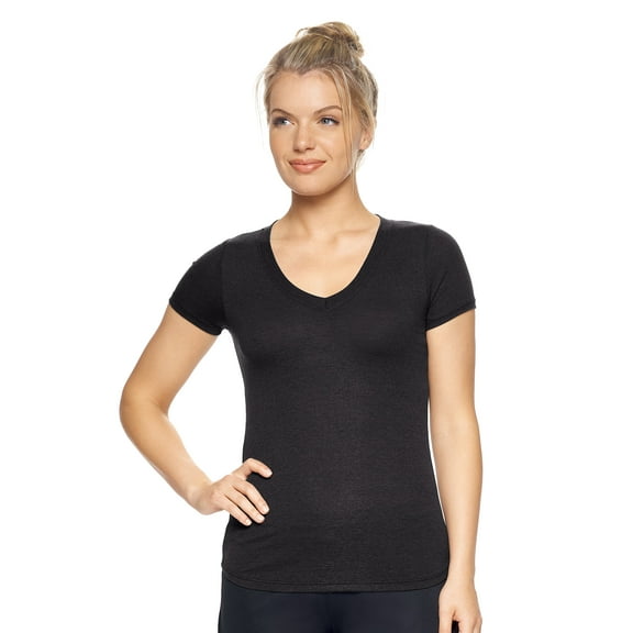 Expert Brand USA-Made Women's TriTec Active Deep V-Neck T-Shirt, Black, XL