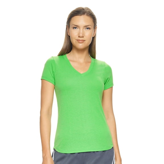 Expert Brand USA-Made Women's TriTec Active Deep V-Neck T-Shirt, Kelly Green, Small