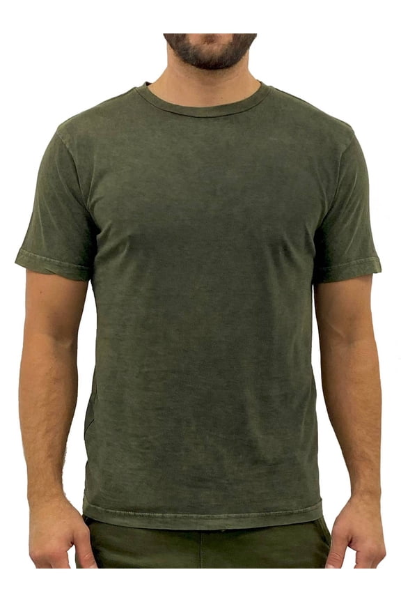 USA-Made Men's Vintage Style Cotton Casual T-Shirt, Vintage Olive, Large