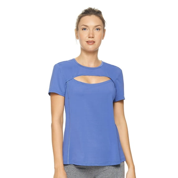 Expert Brand Women's Airstretch Lite Crescent Tee T-Shirt, Stone Blue, Large